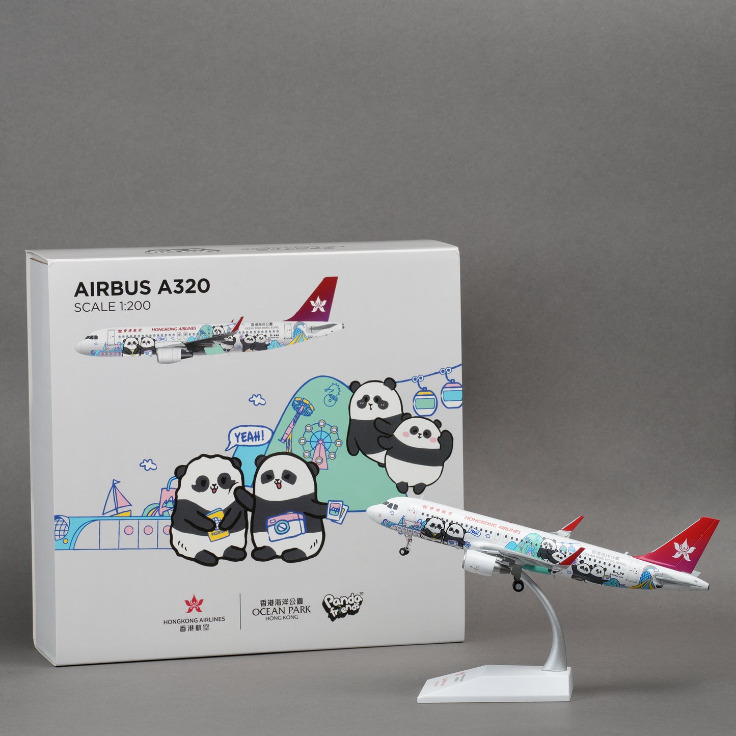 Hong Kong Airlines x Ocean Park "Panda Friends"|  A320 1:200 Limited Edition Livery Aircraft Model A320 1:200 限量版彩繪客機飛機模型